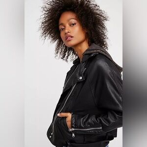 FREE PEOPLE vegan leather black Moto jacket! Size small